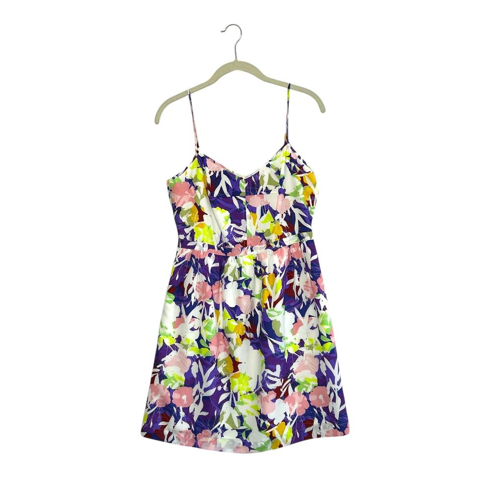 J. Crew Purple Floral Spaghetti-Strap Mini Dress with Pink & Lime